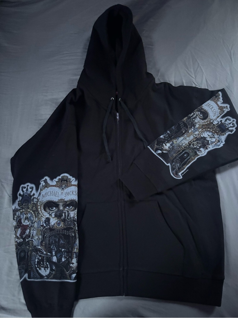 Black Supreme Graphic Micheal Jackson Zip-Up Hoodie Jacket
